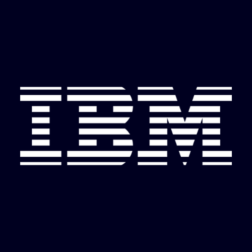 White horizontally striped IBM wordmark logo centered on dark blue background, representing IBM technology, enterprise computing, and global IT services brand identity.