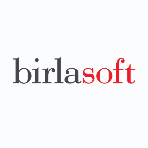 Lowercase “birla” in gray and “soft” in red forming the “birlasoft” wordmark on light background, representing Birlasoft IT services, consulting, and digital transformation brand identity.